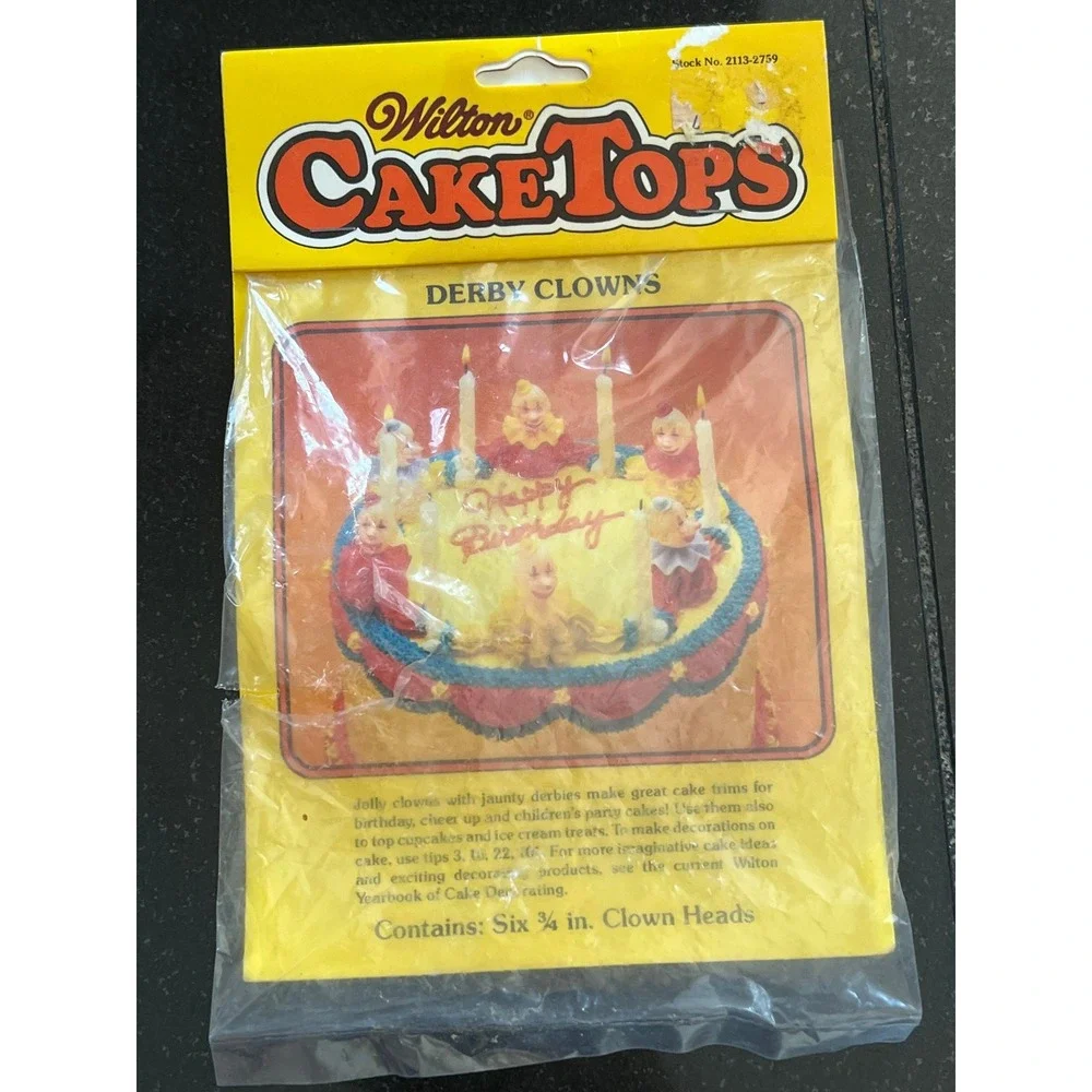 Vintage Wilton‎ Derby Clown Cake Toppers / Cupcake Picks Party Decorations